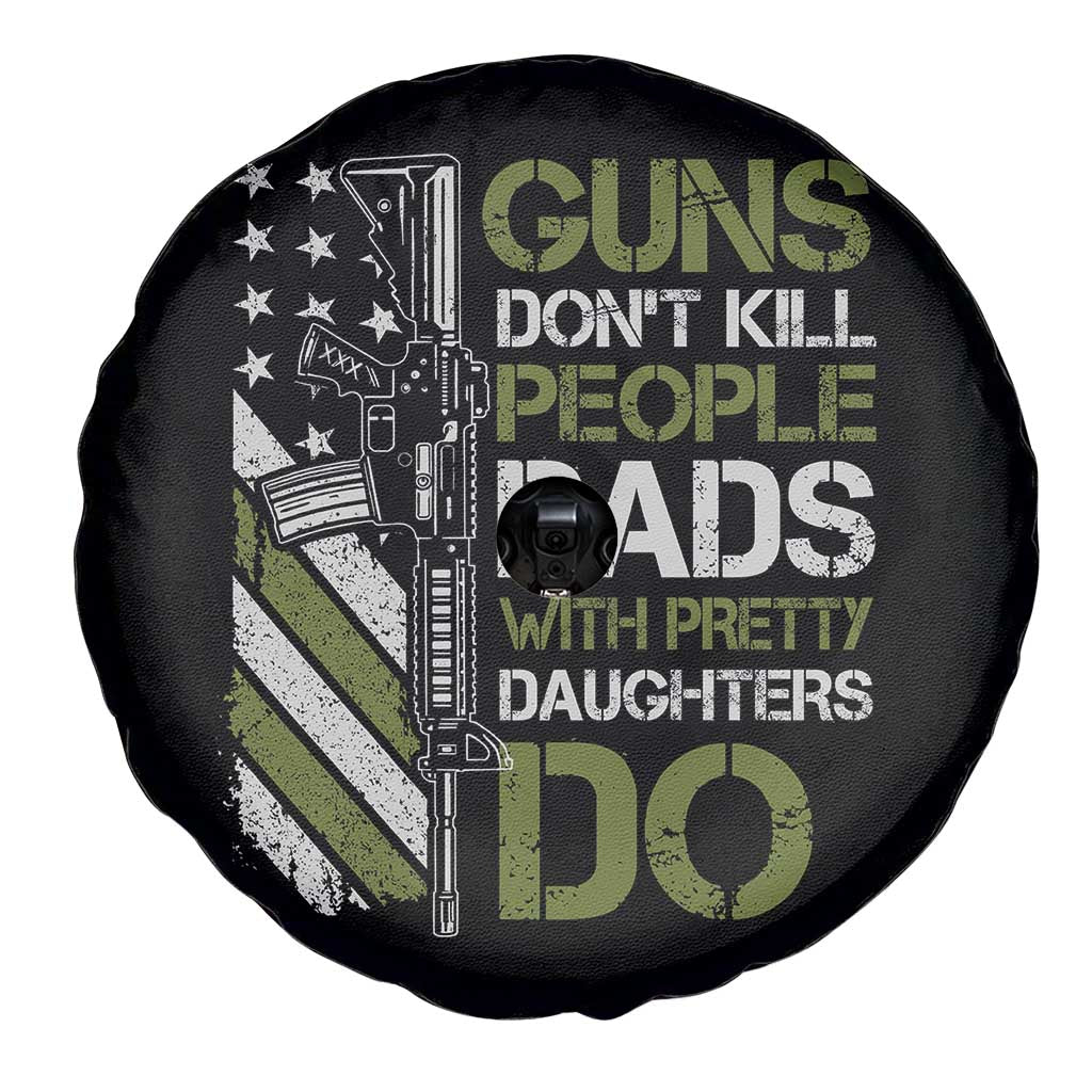 Funny Girl Dad Spare Tire Cover Guns Dont Kill People Dads with Pretty Daughters Do US Flag - Wonder Print Shop