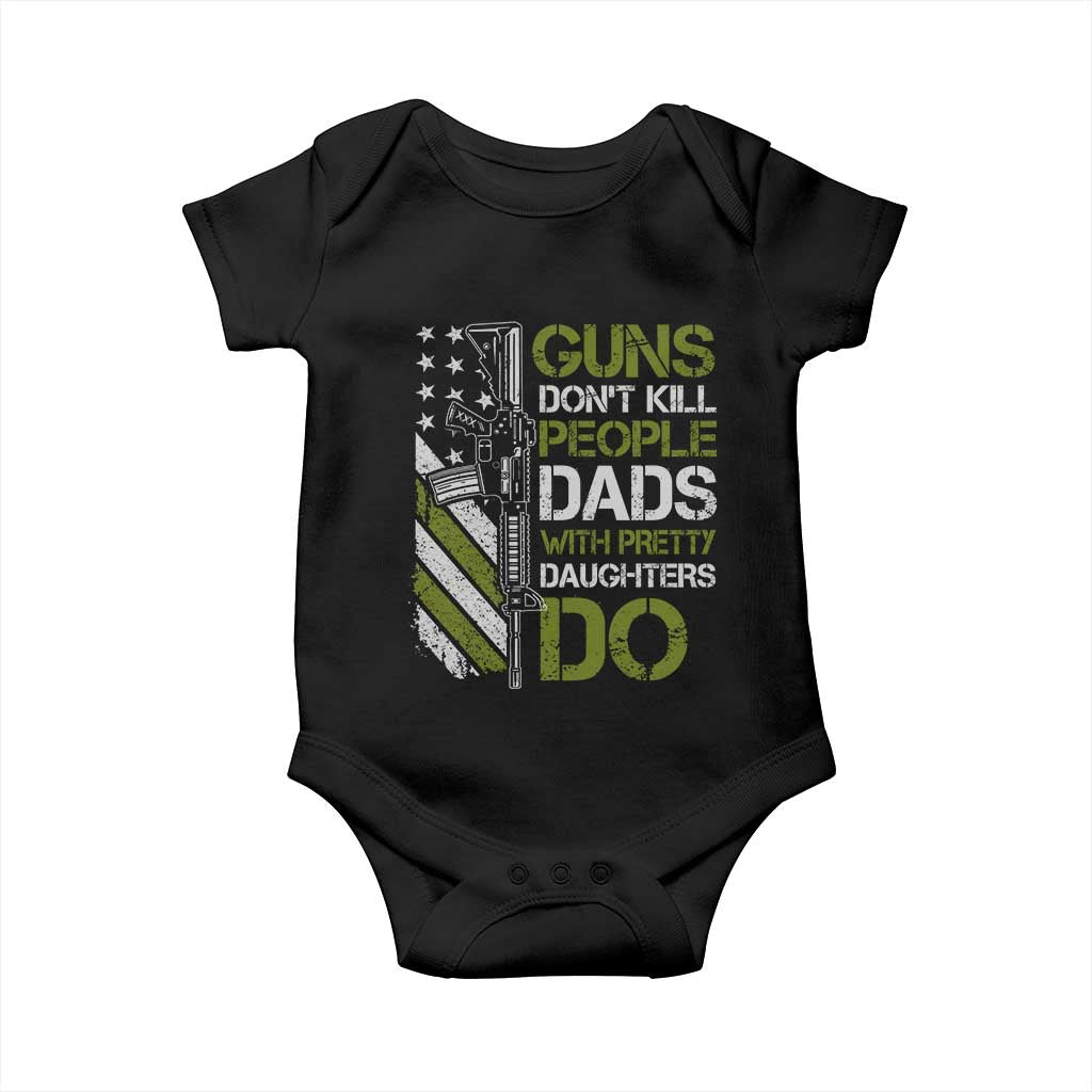 Funny Girl Dad Baby Onesie Guns Dont Kill People Dads with Pretty Daughters Do US Flag - Wonder Print Shop