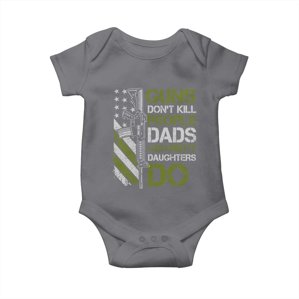 Funny Girl Dad Baby Onesie Guns Dont Kill People Dads with Pretty Daughters Do US Flag - Wonder Print Shop