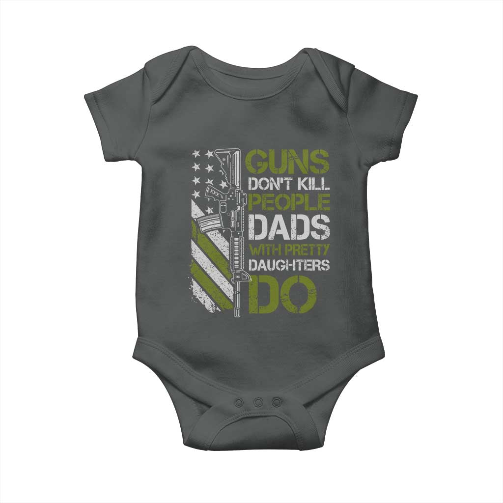 Funny Girl Dad Baby Onesie Guns Dont Kill People Dads with Pretty Daughters Do US Flag - Wonder Print Shop