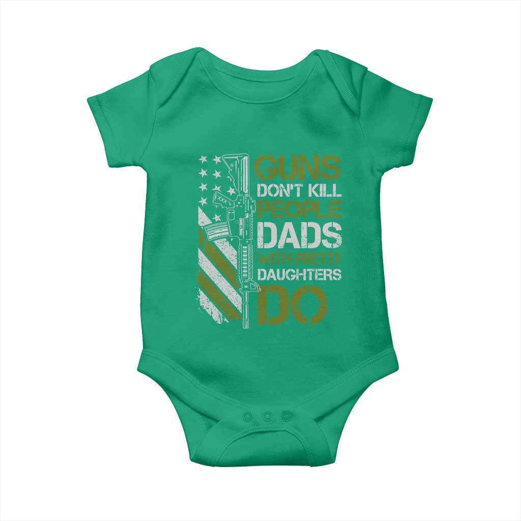 Funny Girl Dad Baby Onesie Guns Dont Kill People Dads with Pretty Daughters Do US Flag - Wonder Print Shop