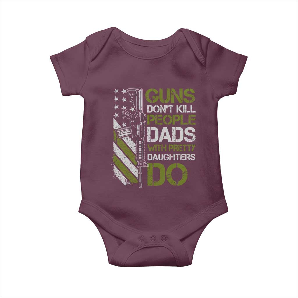 Funny Girl Dad Baby Onesie Guns Dont Kill People Dads with Pretty Daughters Do US Flag - Wonder Print Shop