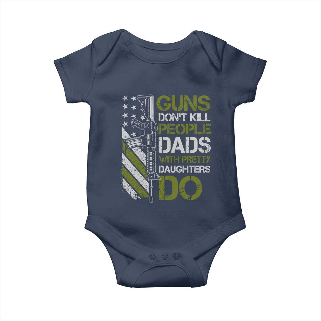 Funny Girl Dad Baby Onesie Guns Dont Kill People Dads with Pretty Daughters Do US Flag - Wonder Print Shop