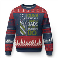Funny Girl Dad Ugly Christmas Sweater Guns Dont Kill People Dads with Pretty Daughters Do US Flag - Wonder Print Shop