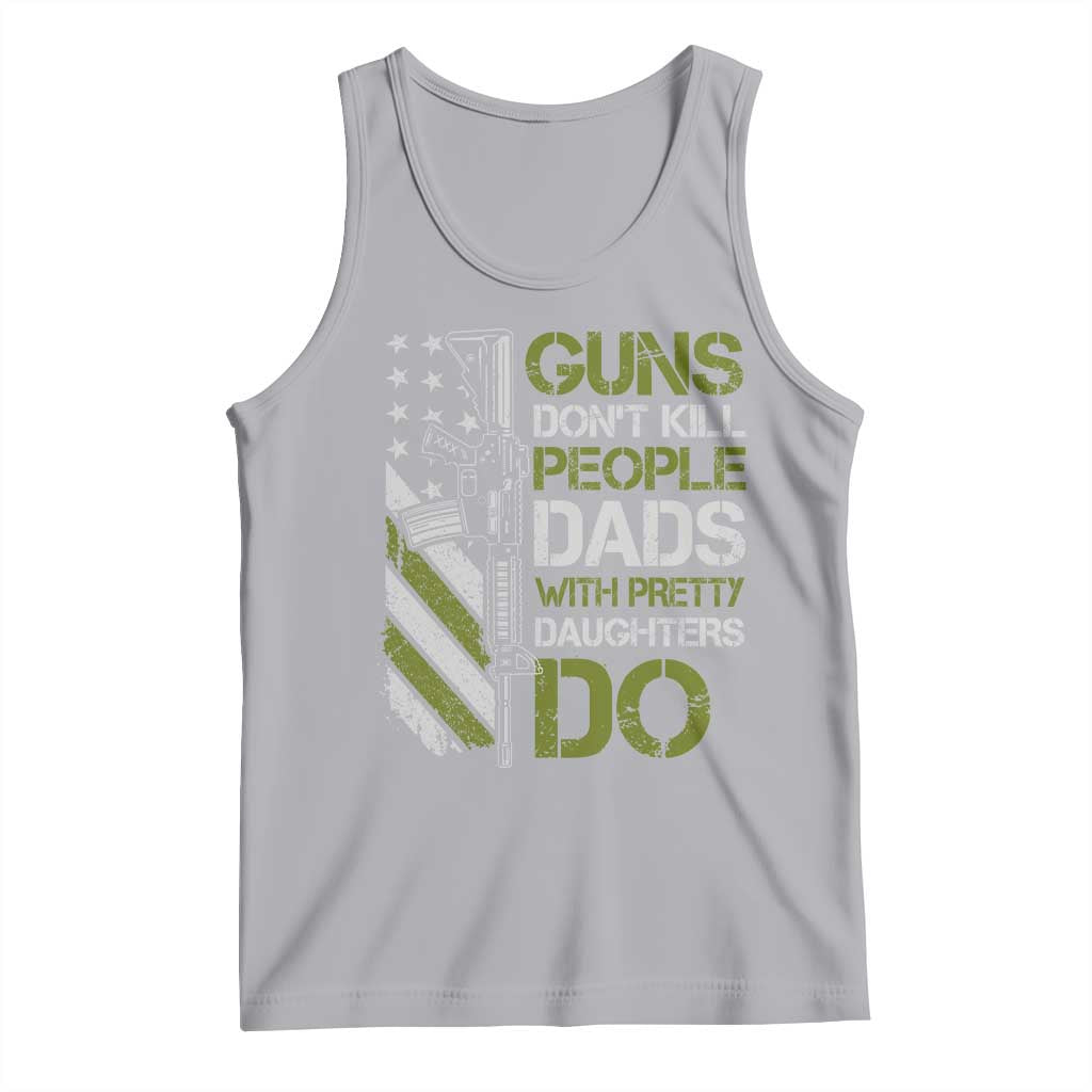 Funny Girl Dad Tank Top Guns Dont Kill People Dads with Pretty Daughters Do US Flag - Wonder Print Shop