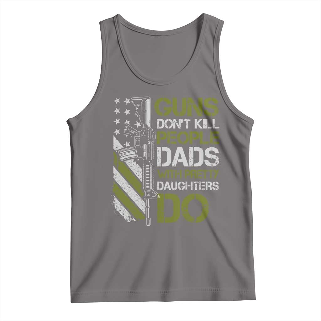 Funny Girl Dad Tank Top Guns Dont Kill People Dads with Pretty Daughters Do US Flag - Wonder Print Shop