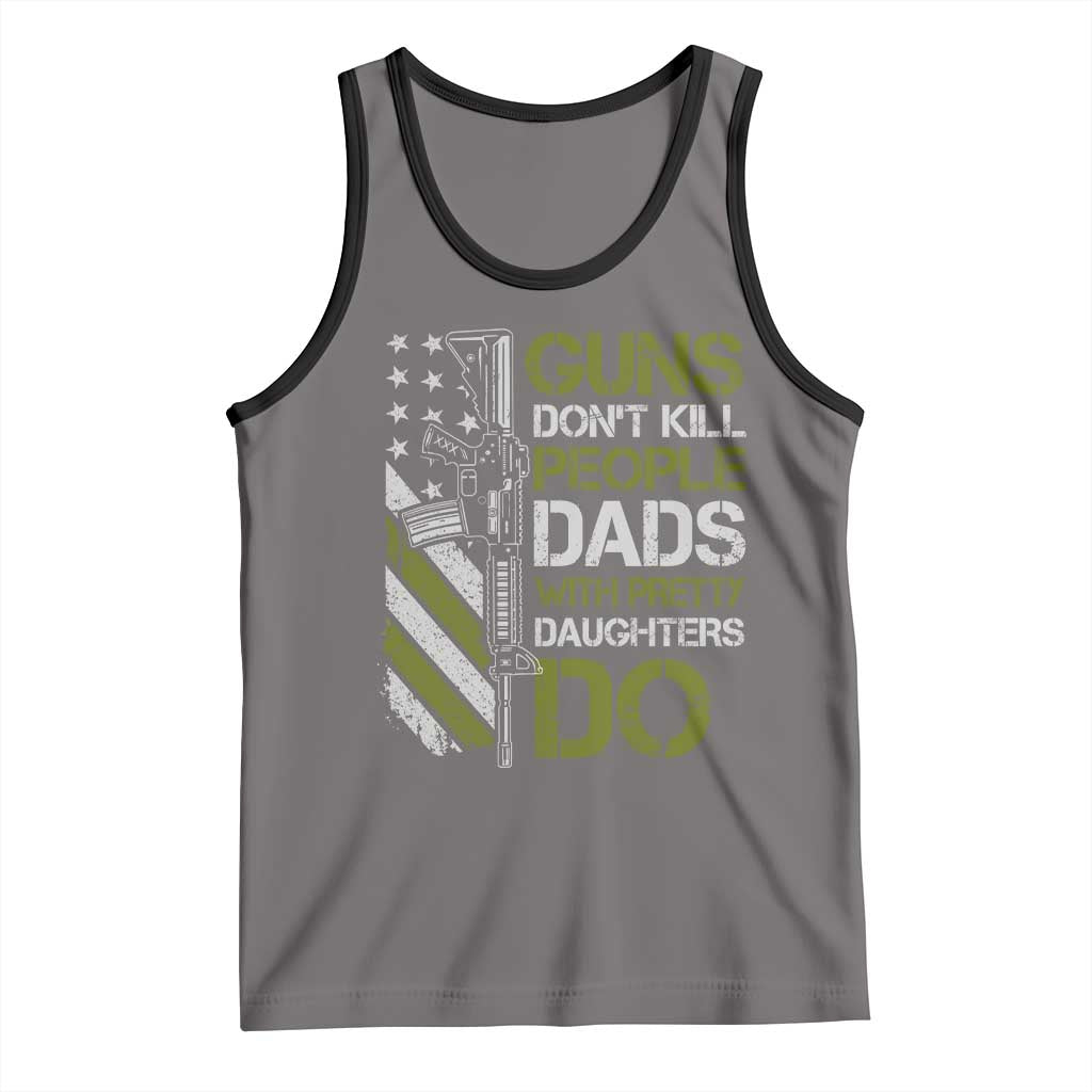 Funny Girl Dad Tank Top Guns Dont Kill People Dads with Pretty Daughters Do US Flag - Wonder Print Shop