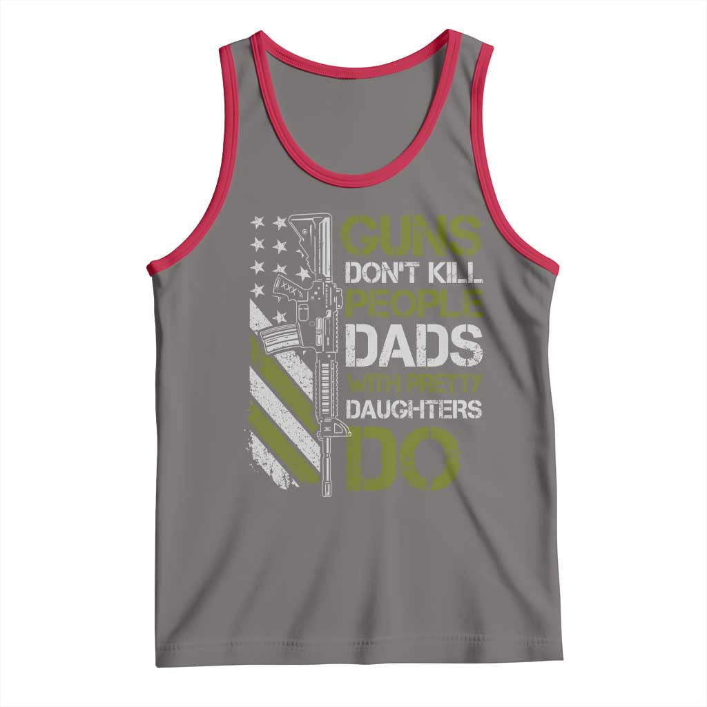 Funny Girl Dad Tank Top Guns Dont Kill People Dads with Pretty Daughters Do US Flag - Wonder Print Shop