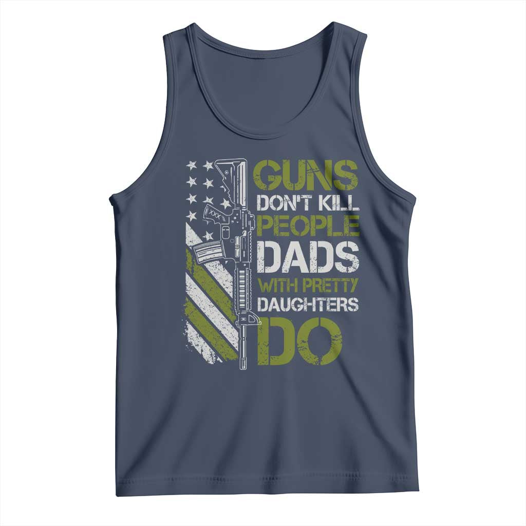 Funny Girl Dad Tank Top Guns Dont Kill People Dads with Pretty Daughters Do US Flag - Wonder Print Shop