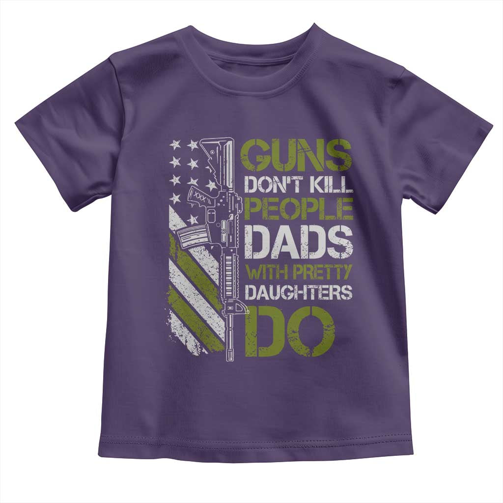 Funny Girl Dad Toddler T Shirt Guns Dont Kill People Dads with Pretty Daughters Do US Flag - Wonder Print Shop