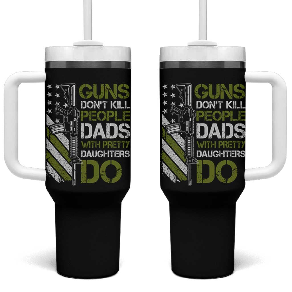 Funny Girl Dad Tumbler With Handle Guns Dont Kill People Dads with Pretty Daughters Do US Flag - Wonder Print Shop