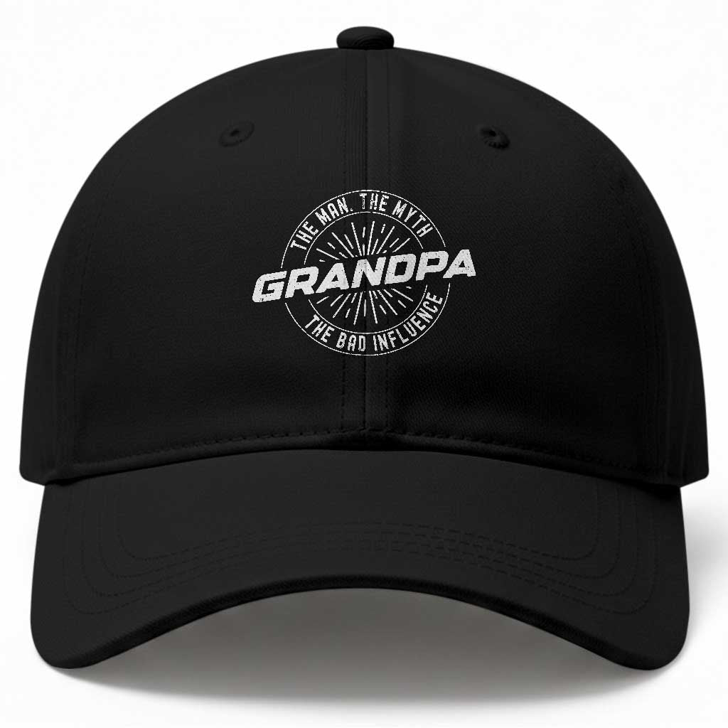 Funny Grandpa Baseball Cap Man Myth Bad Influence Funny Fathers Day
