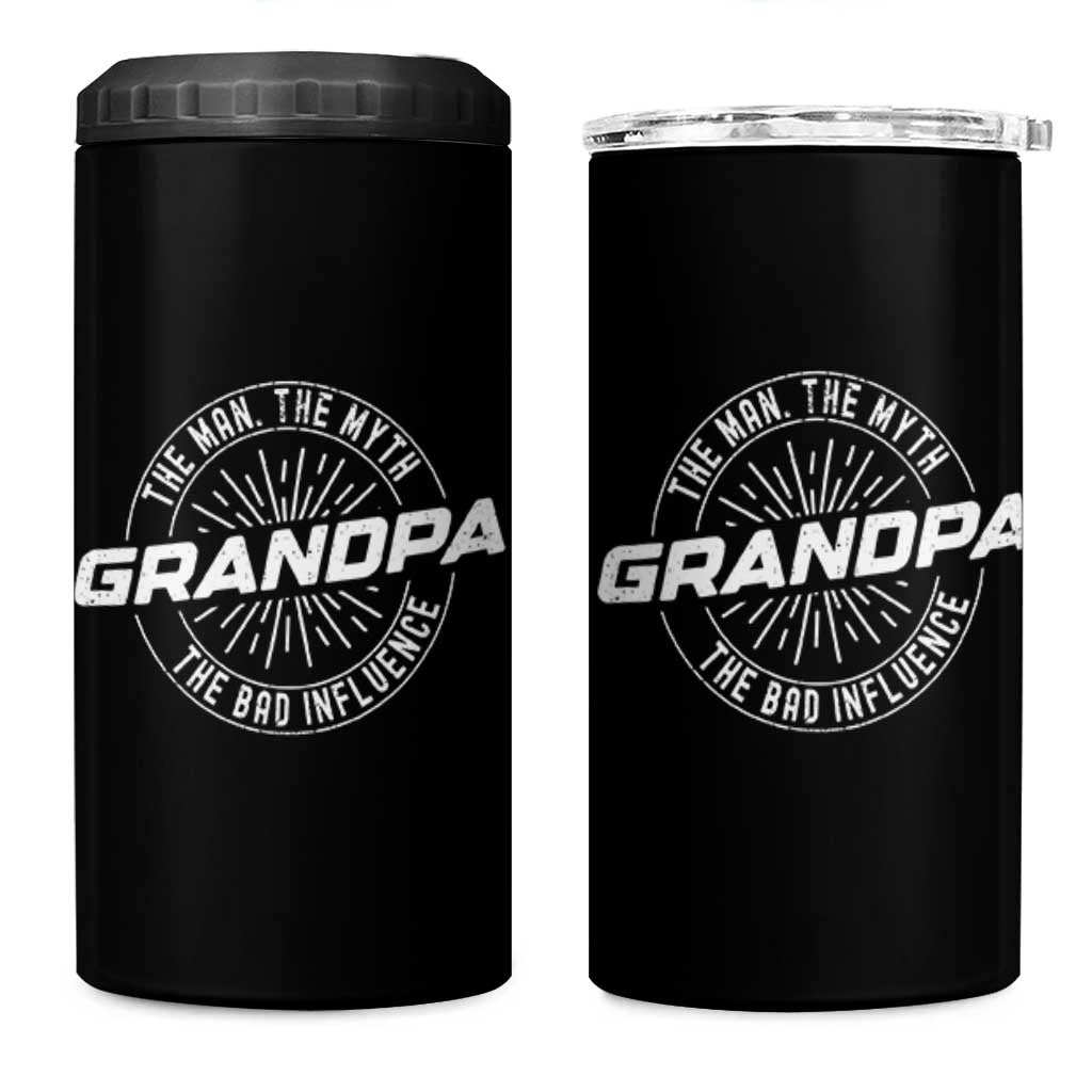 Funny Grandpa 4 in 1 Can Cooler Tumbler Man Myth Bad Influence Funny Fathers Day - Wonder Print Shop