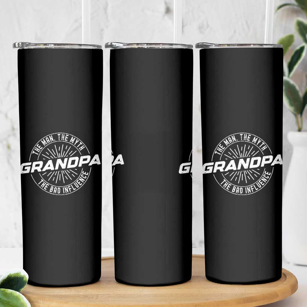 Funny Grandpa Skinny Tumbler Man Myth Bad Influence Funny Fathers Day - Wonder Print Shop