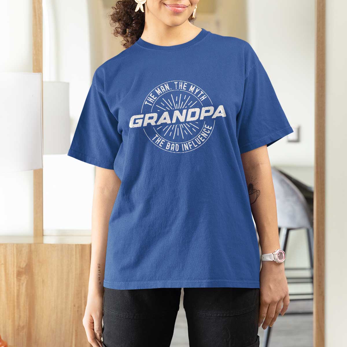 Funny Grandpa T Shirt For Women Man Myth Bad Influence Funny Fathers Day - Wonder Print Shop