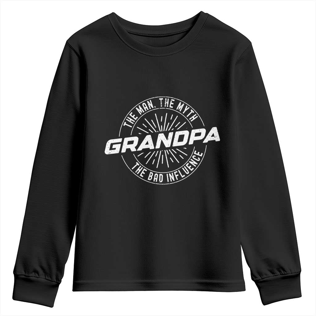 Funny Grandpa Youth Sweatshirt Man Myth Bad Influence Funny Fathers Day - Wonder Print Shop