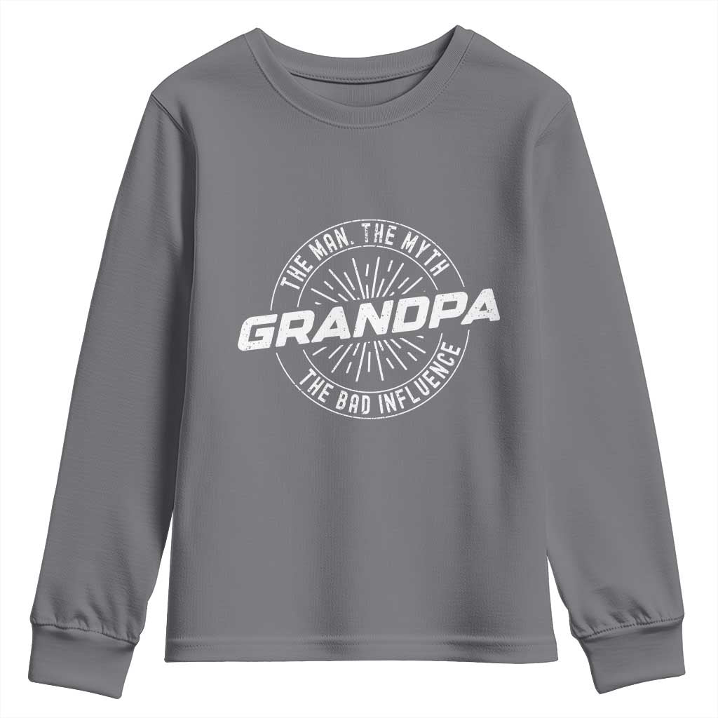 Funny Grandpa Youth Sweatshirt Man Myth Bad Influence Funny Fathers Day - Wonder Print Shop