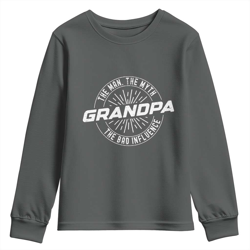 Funny Grandpa Youth Sweatshirt Man Myth Bad Influence Funny Fathers Day - Wonder Print Shop
