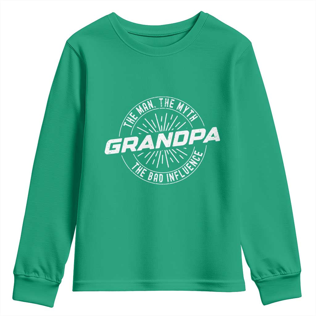 Funny Grandpa Youth Sweatshirt Man Myth Bad Influence Funny Fathers Day - Wonder Print Shop