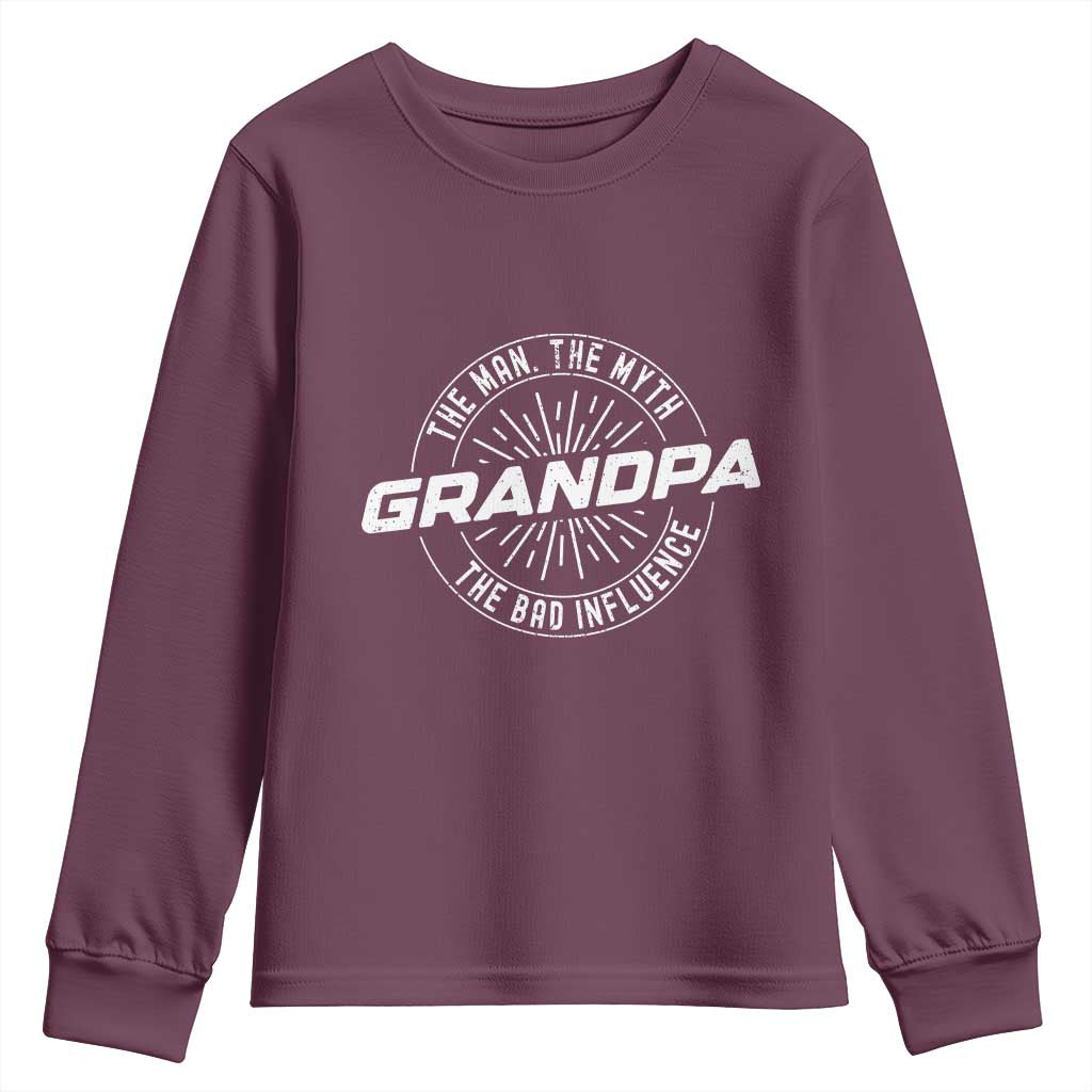 Funny Grandpa Youth Sweatshirt Man Myth Bad Influence Funny Fathers Day - Wonder Print Shop