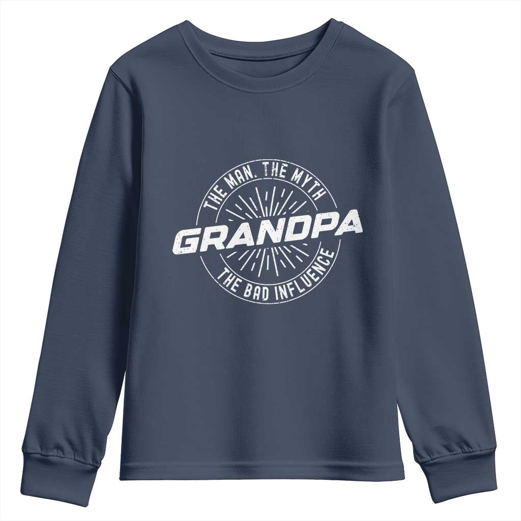 Funny Grandpa Youth Sweatshirt Man Myth Bad Influence Funny Fathers Day - Wonder Print Shop