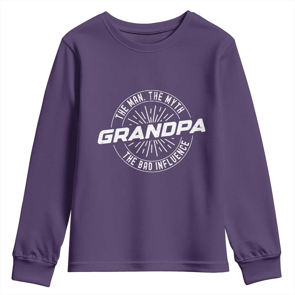 Funny Grandpa Youth Sweatshirt Man Myth Bad Influence Funny Fathers Day - Wonder Print Shop