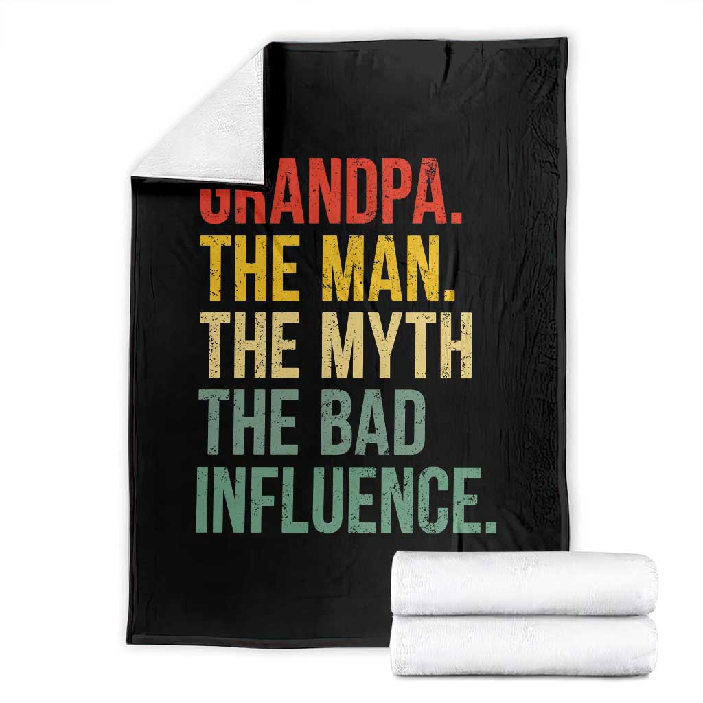 Funny Grandpa Throw Blanket Retro Man Myth Bad Influence Best Funny Fathers Day - Wonder Print Shop