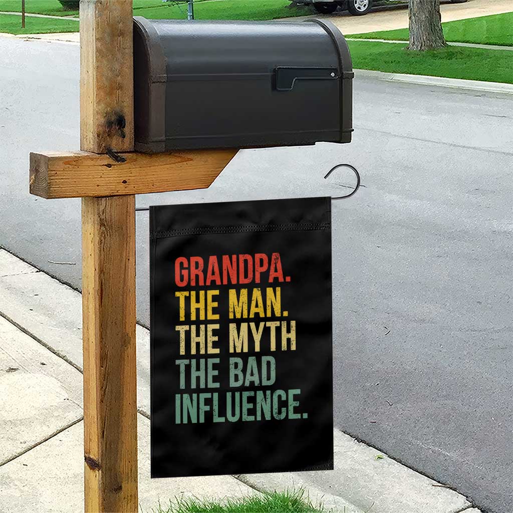 Funny Grandpa Garden Flag Retro Man Myth Bad Influence Best Funny Fathers Day - Wonder Print Shop