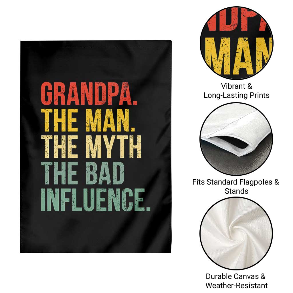 Funny Grandpa Garden Flag Retro Man Myth Bad Influence Best Funny Fathers Day - Wonder Print Shop