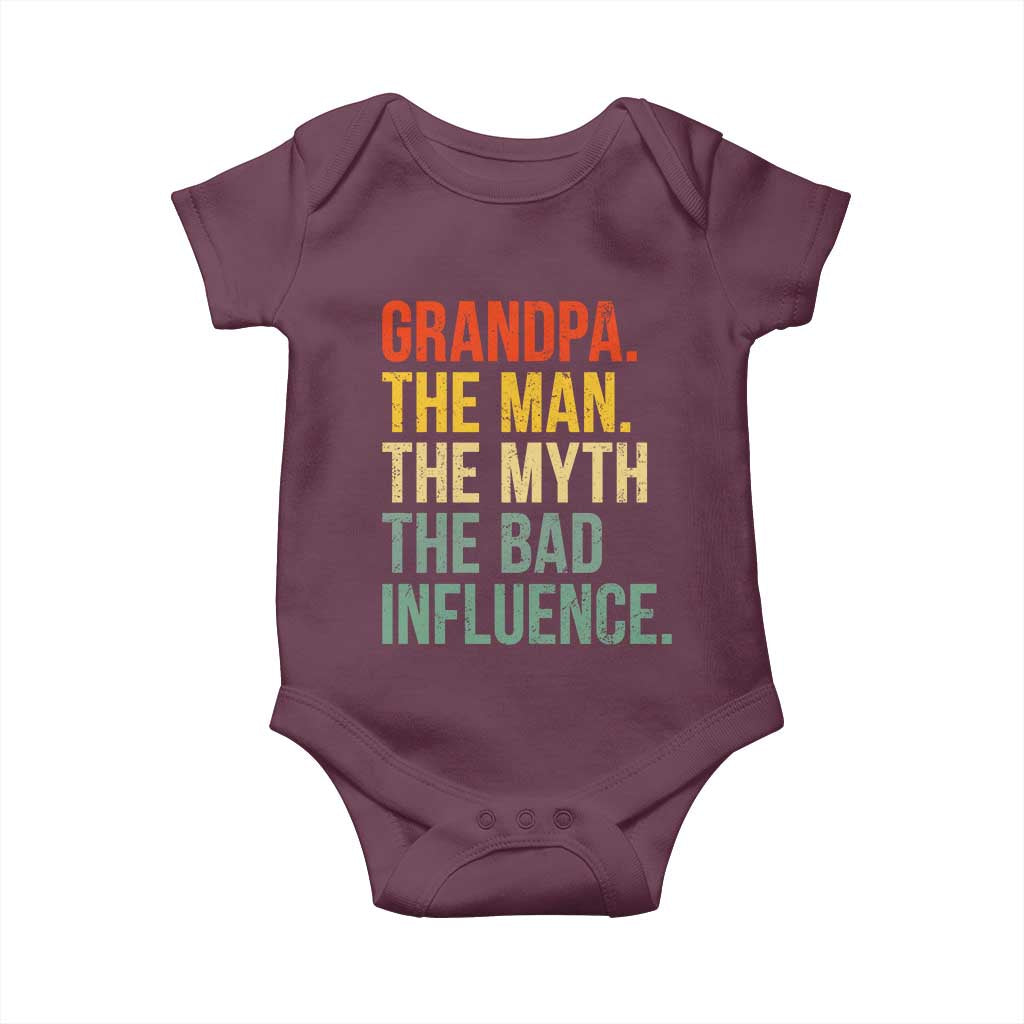 Funny Grandpa Baby Onesie Retro Man Myth Bad Influence Best Funny Fathers Day - Wonder Print Shop