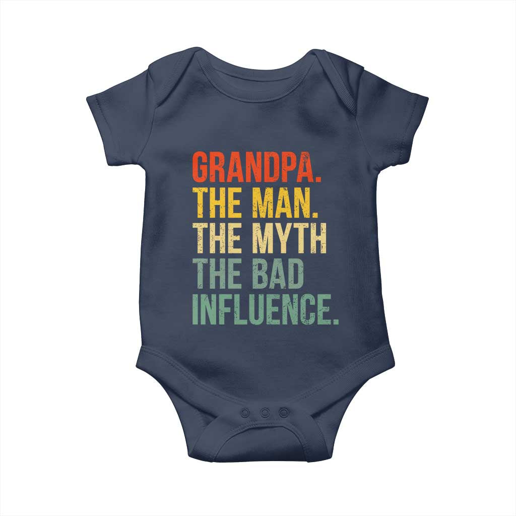 Funny Grandpa Baby Onesie Retro Man Myth Bad Influence Best Funny Fathers Day - Wonder Print Shop