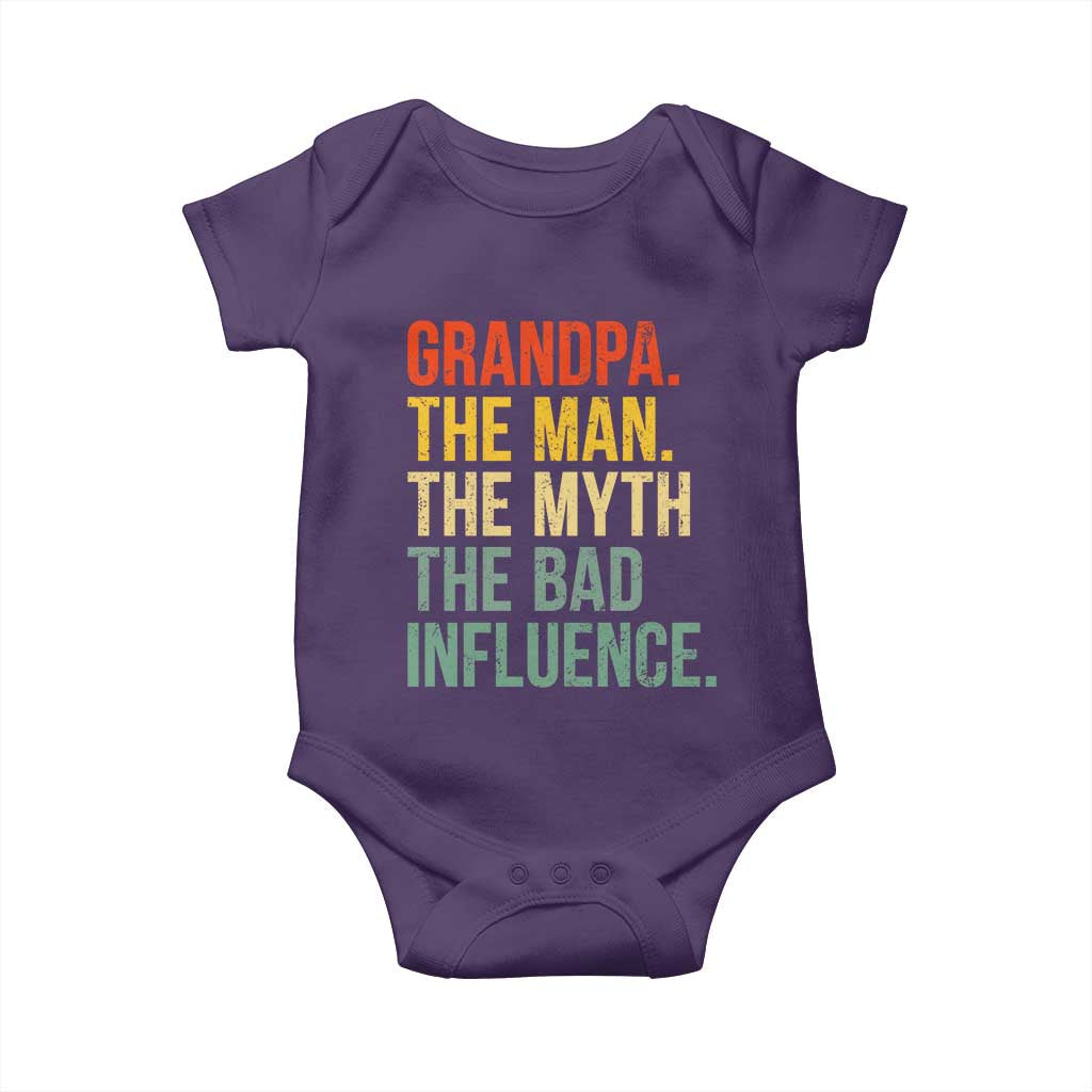 Funny Grandpa Baby Onesie Retro Man Myth Bad Influence Best Funny Fathers Day - Wonder Print Shop