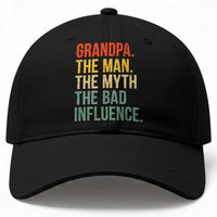 Funny Grandpa Baseball Cap Retro Man Myth Bad Influence Best Funny Fathers Day