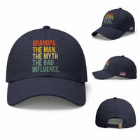 Funny Grandpa Baseball Cap Retro Man Myth Bad Influence Best Funny Fathers Day
