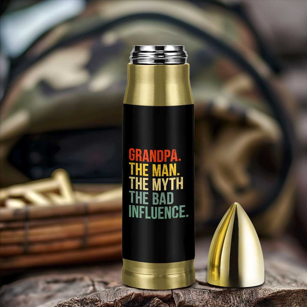 Funny Grandpa Bullet Tumbler Retro Man Myth Bad Influence Best Funny Fathers Day - Wonder Print Shop