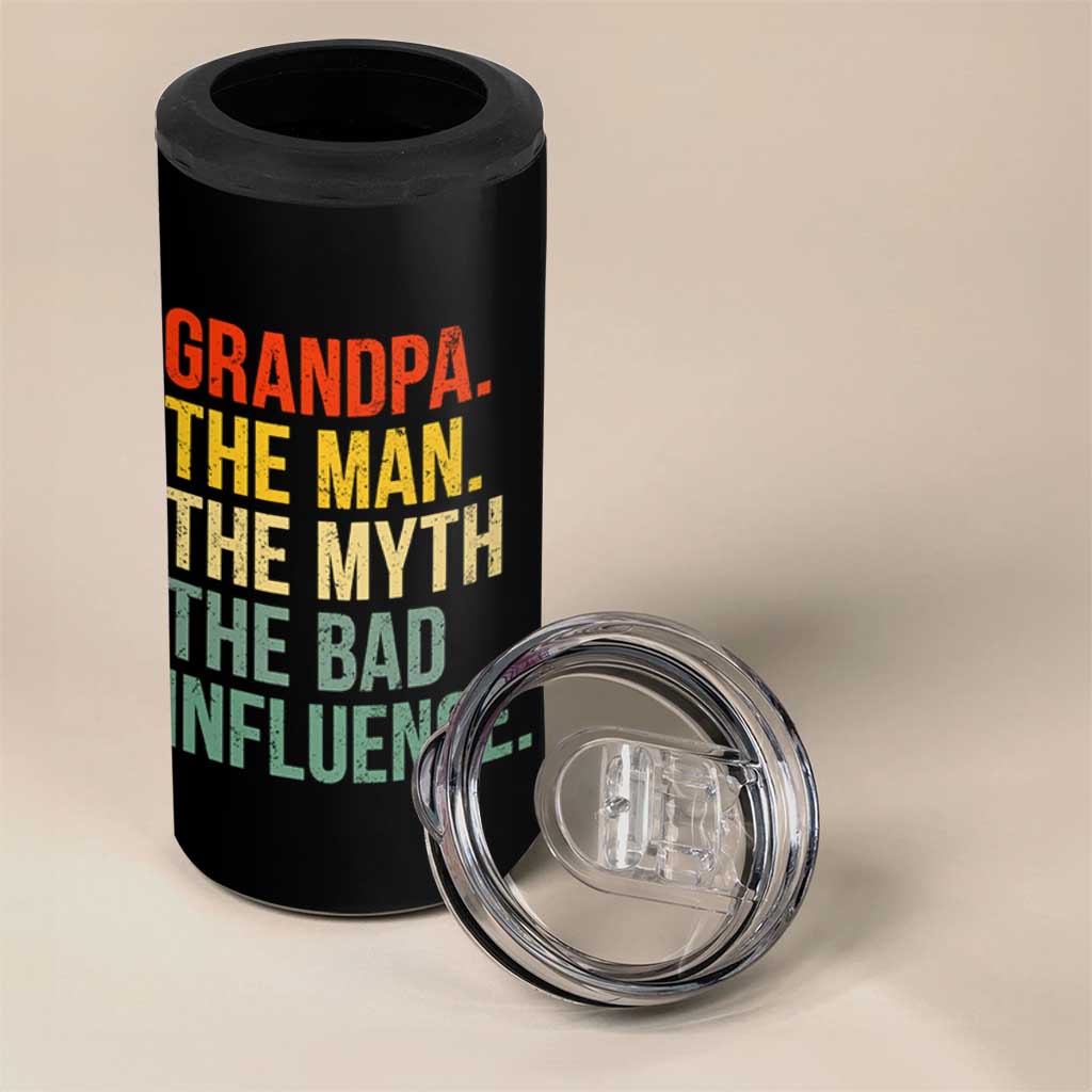 Funny Grandpa 4 in 1 Can Cooler Tumbler Retro Man Myth Bad Influence Best Funny Fathers Day - Wonder Print Shop