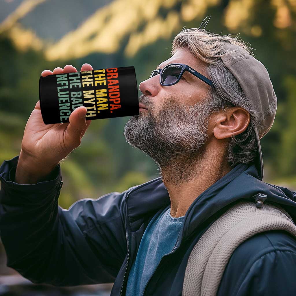 Funny Grandpa 4 in 1 Can Cooler Tumbler Retro Man Myth Bad Influence Best Funny Fathers Day - Wonder Print Shop