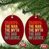 Funny Grandpa Ceramic Ornament Retro Man Myth Bad Influence Best Funny Fathers Day - Wonder Print Shop