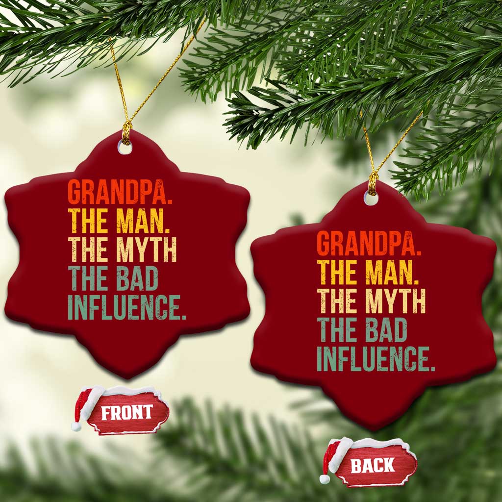 Funny Grandpa Ceramic Ornament Retro Man Myth Bad Influence Best Funny Fathers Day - Wonder Print Shop