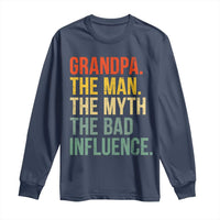 Funny Grandpa Long Sleeve Shirt Retro Man Myth Bad Influence Best Funny Fathers Day - Wonder Print Shop