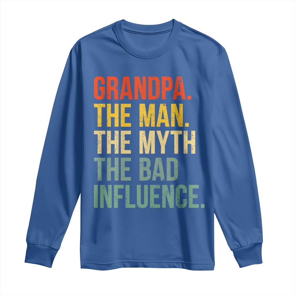 Funny Grandpa Long Sleeve Shirt Retro Man Myth Bad Influence Best Funny Fathers Day - Wonder Print Shop