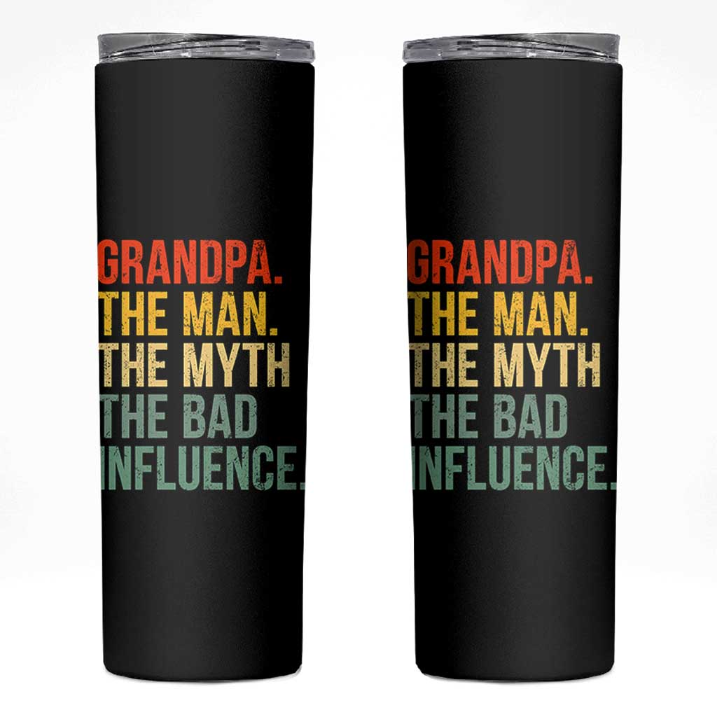 Funny Grandpa Skinny Tumbler Retro Man Myth Bad Influence Best Funny Fathers Day - Wonder Print Shop