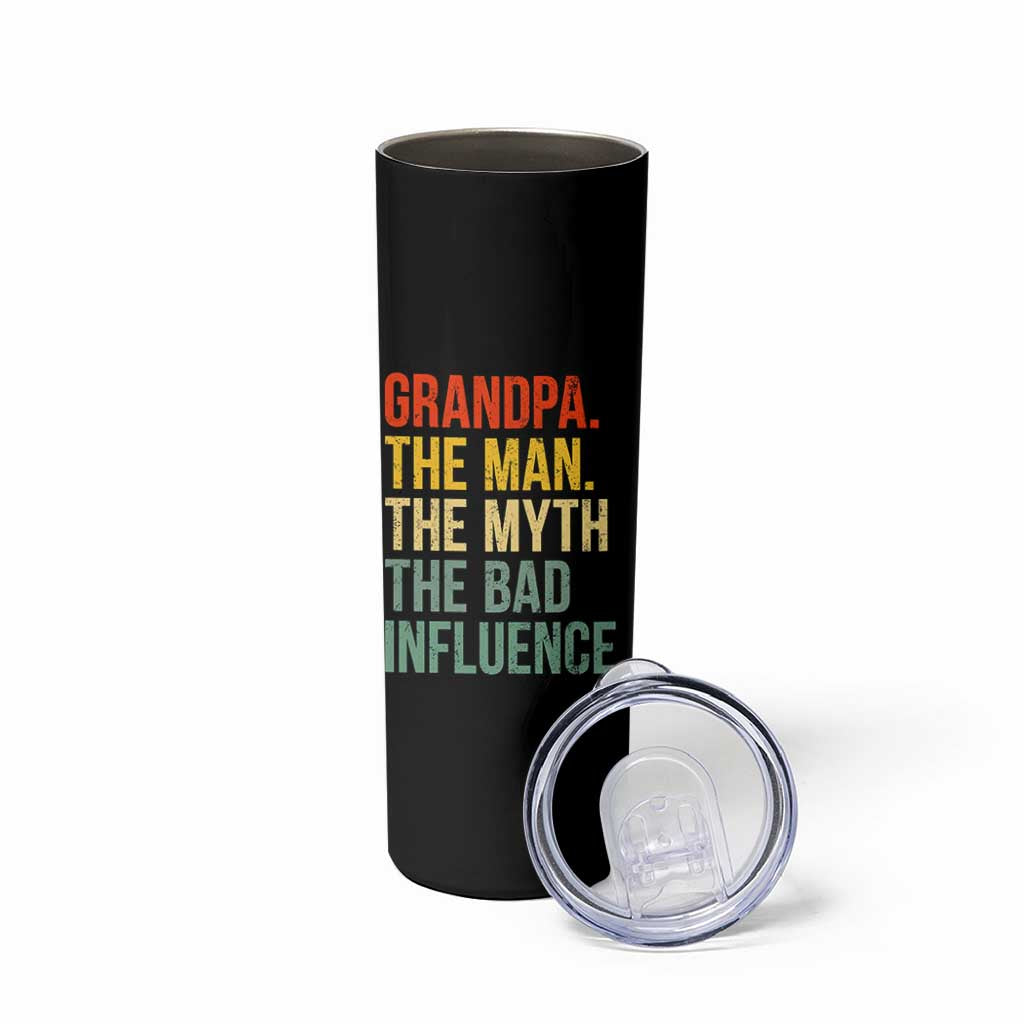 Funny Grandpa Skinny Tumbler Retro Man Myth Bad Influence Best Funny Fathers Day - Wonder Print Shop