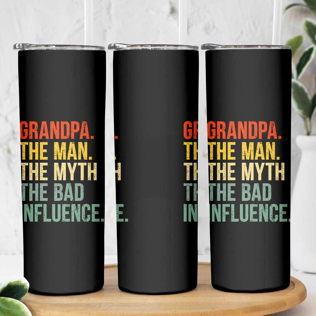 Funny Grandpa Skinny Tumbler Retro Man Myth Bad Influence Best Funny Fathers Day - Wonder Print Shop