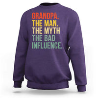 Funny Grandpa Sweatshirt Retro Man Myth Bad Influence Best Funny Fathers Day - Wonder Print Shop