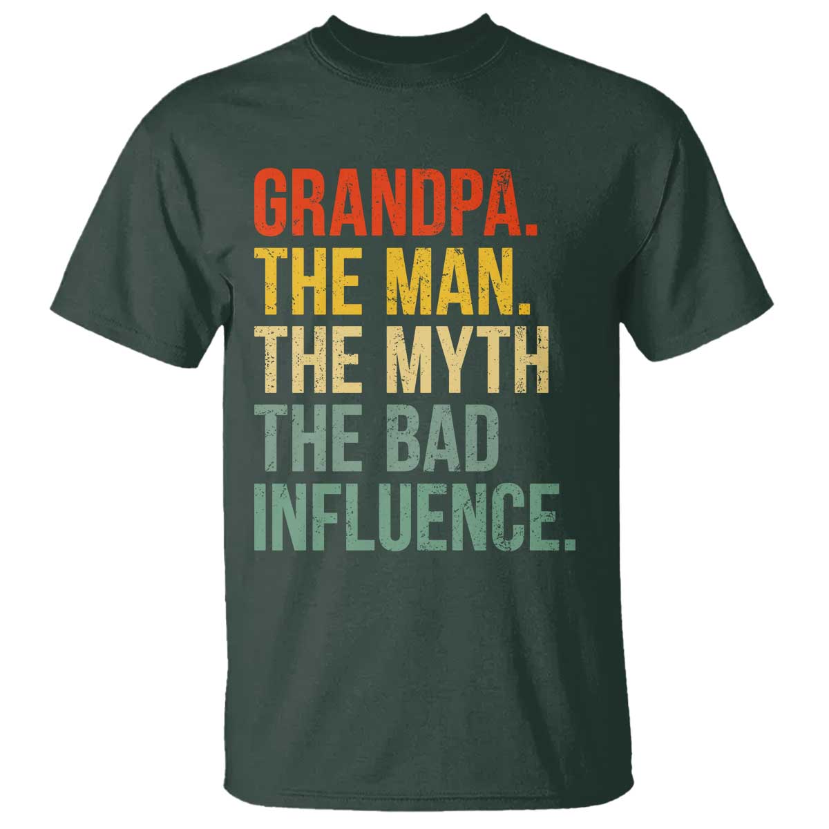 Funny Grandpa T Shirt Retro Man Myth Bad Influence Best Funny Fathers Day - Wonder Print Shop