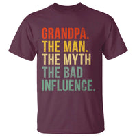 Funny Grandpa T Shirt Retro Man Myth Bad Influence Best Funny Fathers Day - Wonder Print Shop