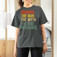 Funny Grandpa T Shirt For Women Retro Man Myth Bad Influence Best Funny Fathers Day - Wonder Print Shop
