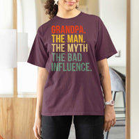 Funny Grandpa T Shirt For Women Retro Man Myth Bad Influence Best Funny Fathers Day - Wonder Print Shop