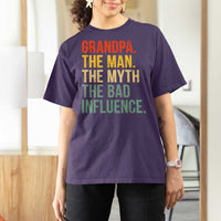 Funny Grandpa T Shirt For Women Retro Man Myth Bad Influence Best Funny Fathers Day - Wonder Print Shop